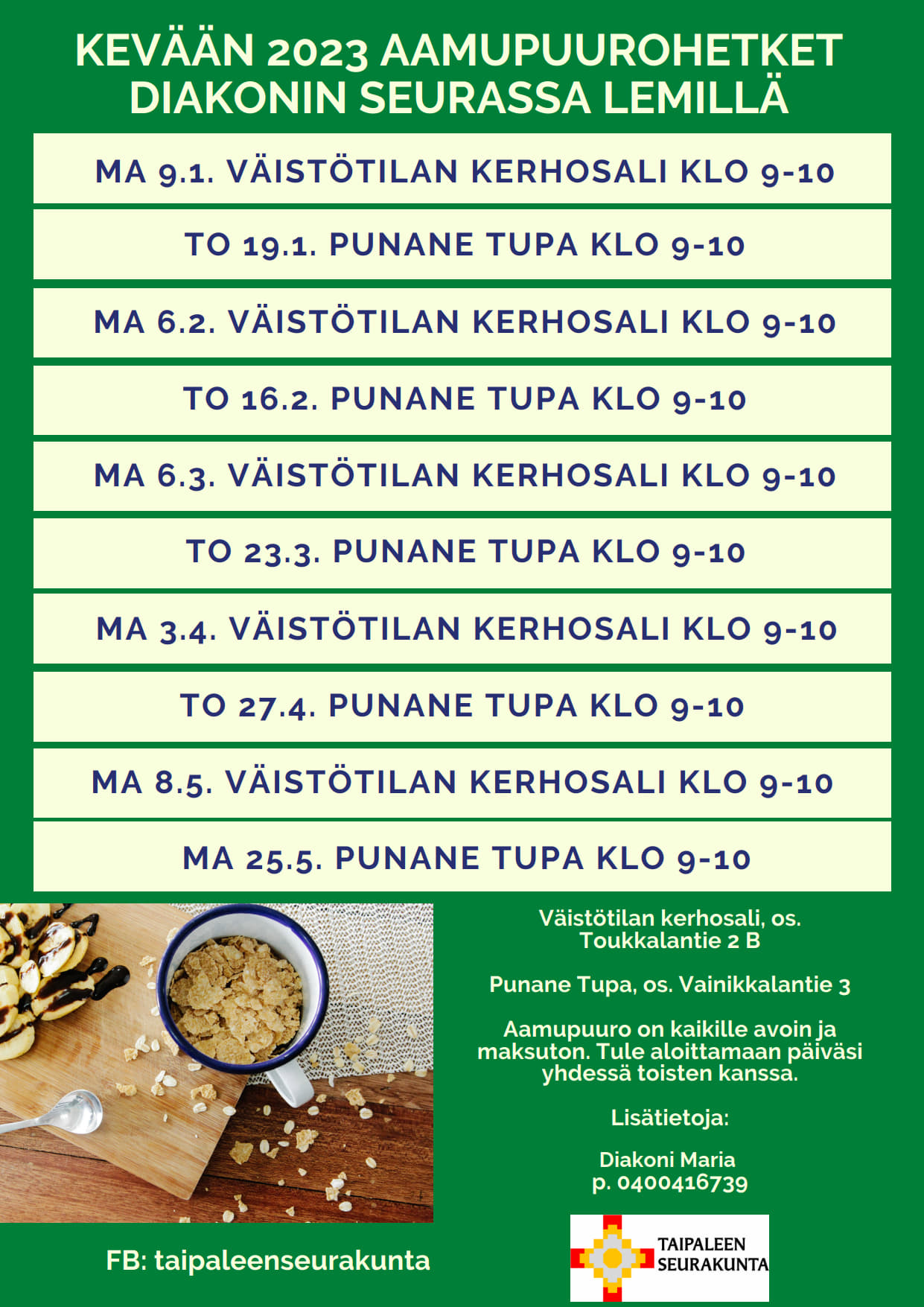 puurohiutaleita mukissa