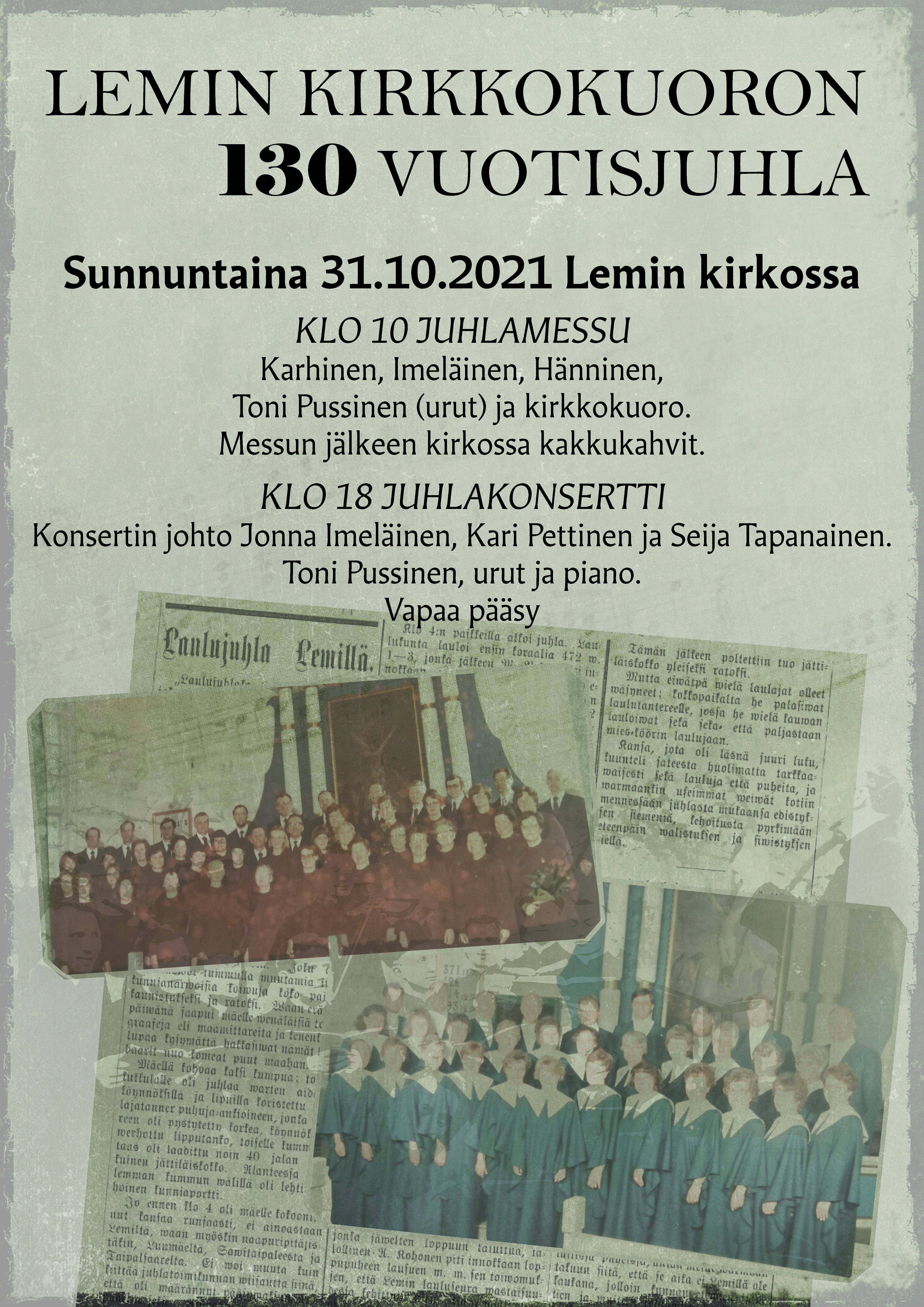 Lemin kirkkokuoro 130 vuotta - JUHLAKONSERTTI Kuoro