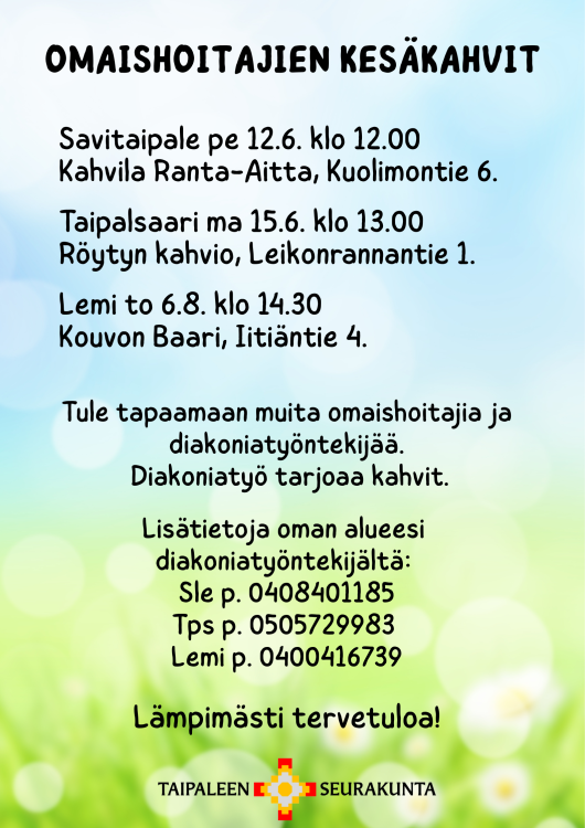mainos, jossa kesäinen tausta ja tekstiä tapahtumasta.